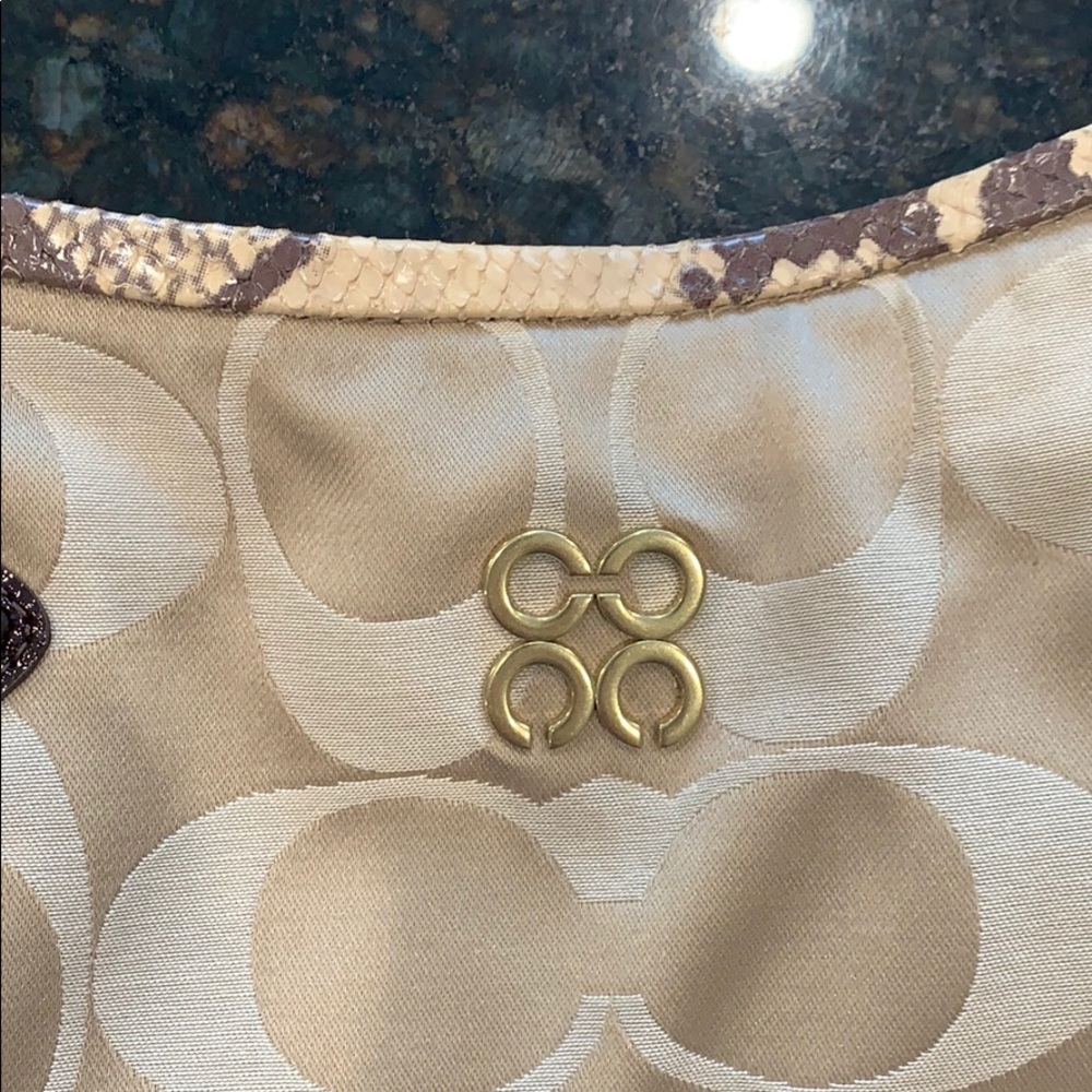Coach Bag Beige W Python Trim Authentic - image 5